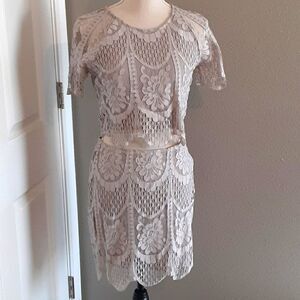 DANCE & MARVEL Dove Grey Lace Two Piece Dress